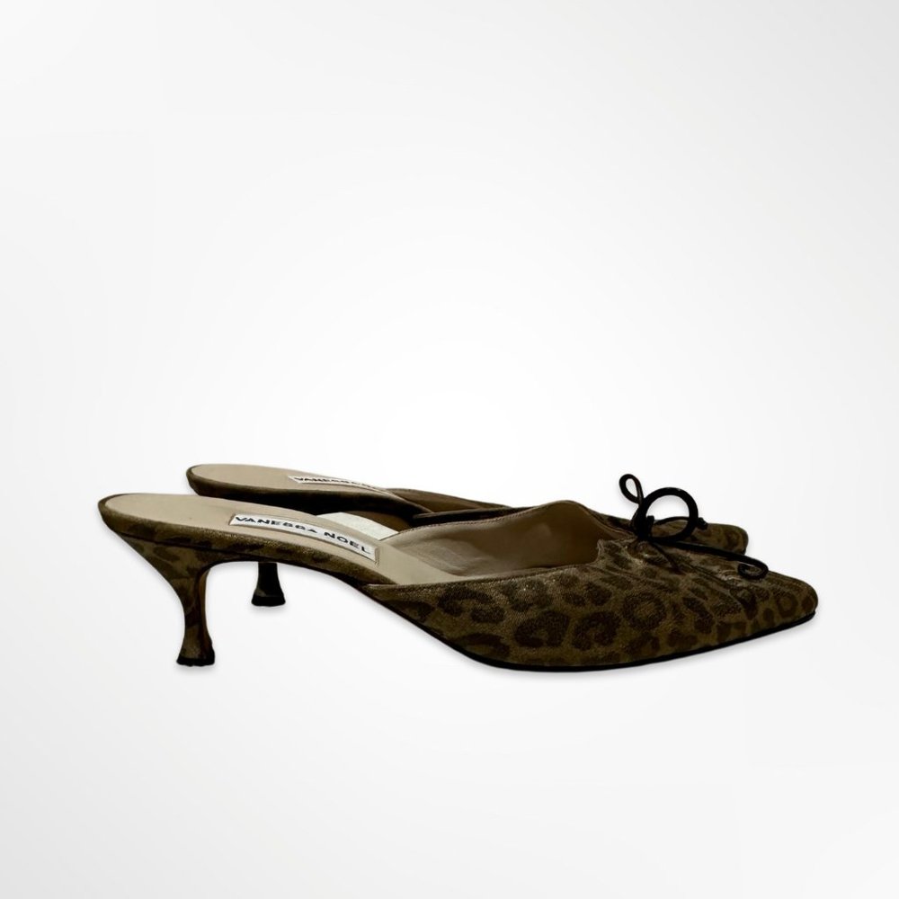 Chic Leopard Print Mule Kitten Heels by Vanessa Noel